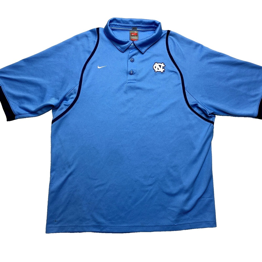 VINTAGE Nike North Carolina Polo Shirt Mens XL Blue Short Sleeve Tar Heels